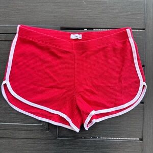 Aritzia TNA Red Athletic Shorts with White Trim
